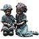 Boy and Girl Reading 19" High Bronze Finish Outdoor Statue