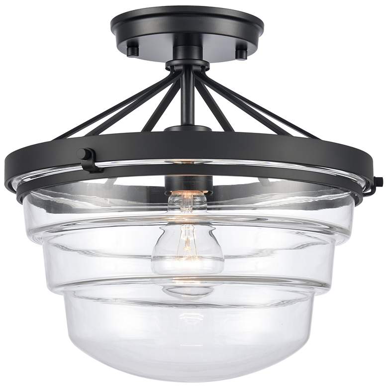 Image 1 Boyer 12" Wide 1-Light Semi Flush Mount - Matte Black
