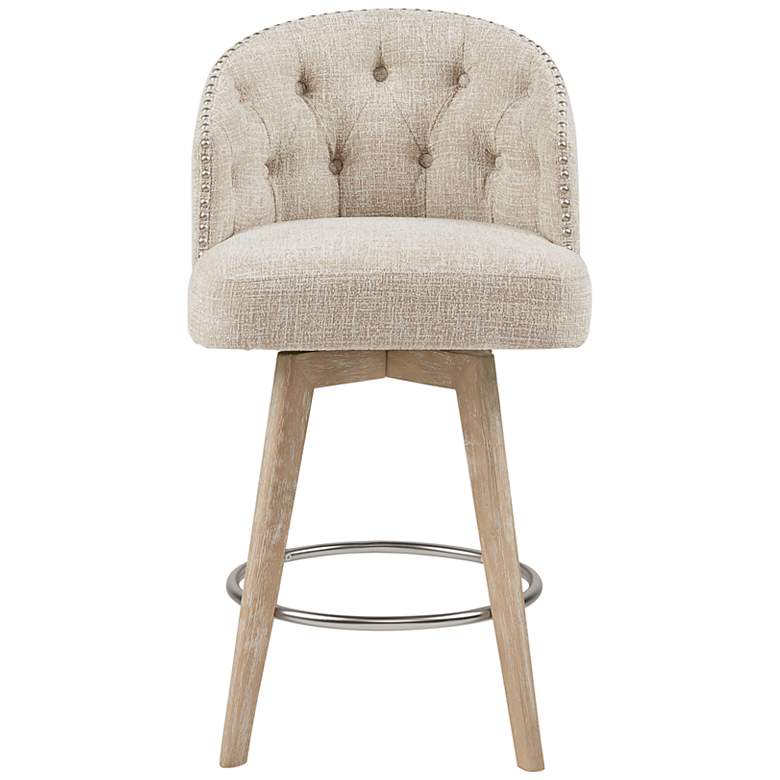 Image 6 Boyle 26 3/4" Cream Fabric Tufted Swivel Counter Stool more views