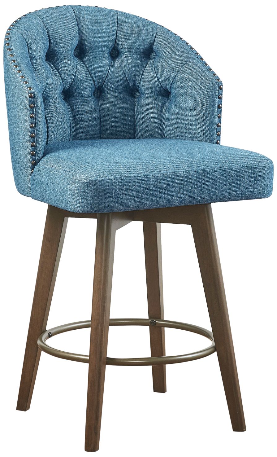 Boyle 26" Blue Tufted Fabric Swivel Counter Stool
