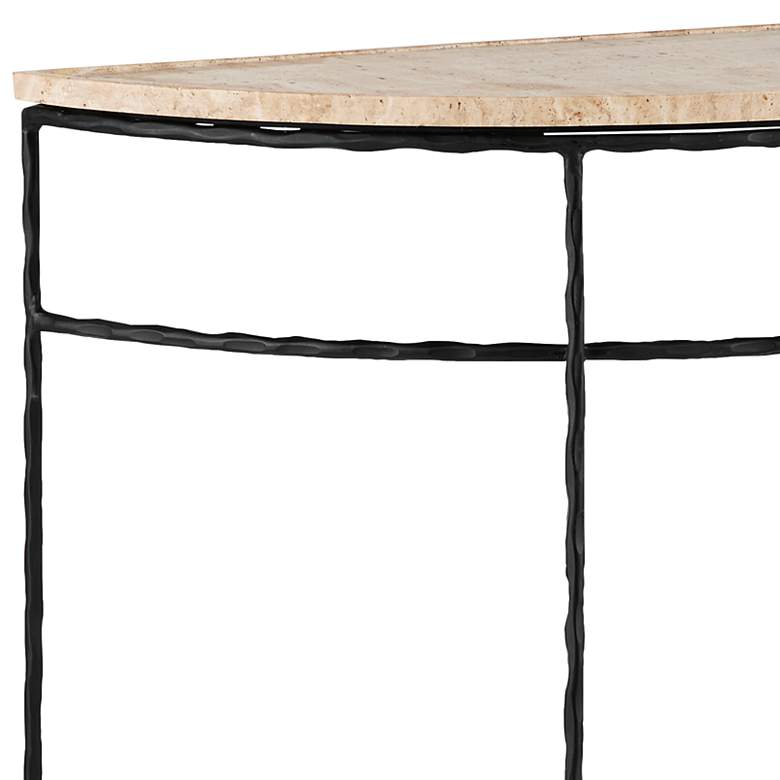 Image 2 Boyles 36" Wide Black and Travertine Demi-Lune Table more views