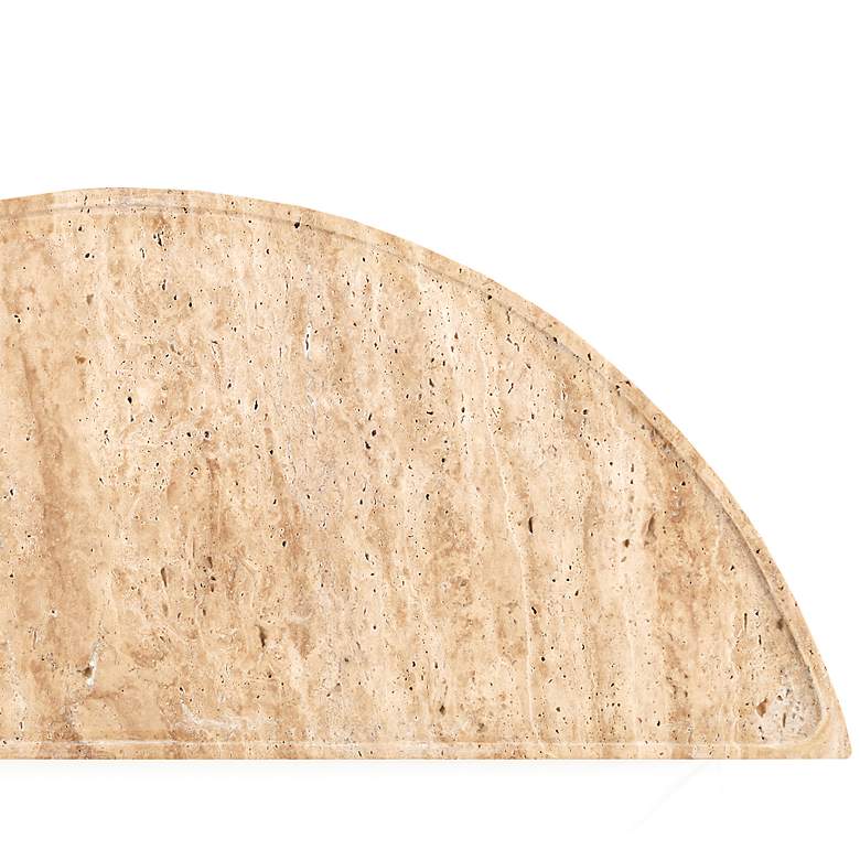 Image 3 Boyles 36" Wide Black and Travertine Demi-Lune Table more views