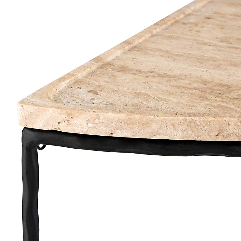 Image 4 Boyles 36" Wide Black and Travertine Demi-Lune Table more views
