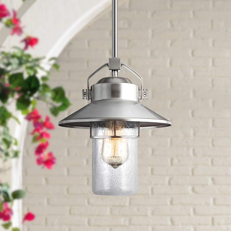 Image 1 Boynton 11" High Brushed Steel Outdoor Hanging Light
