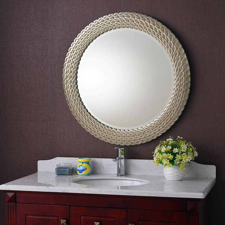 Image 1 Bracelet Brushed Silver and Gold 35 inch Round Wall Mirror
