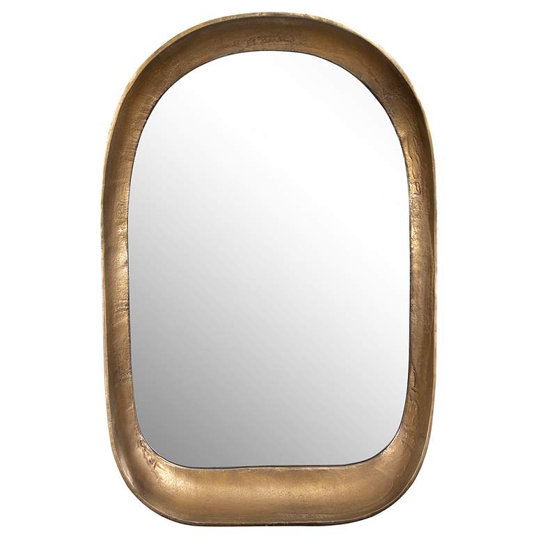 Image 3 Bradano Antique Brass 23 3/4" x 35 1/2" Arch Wall Mirror