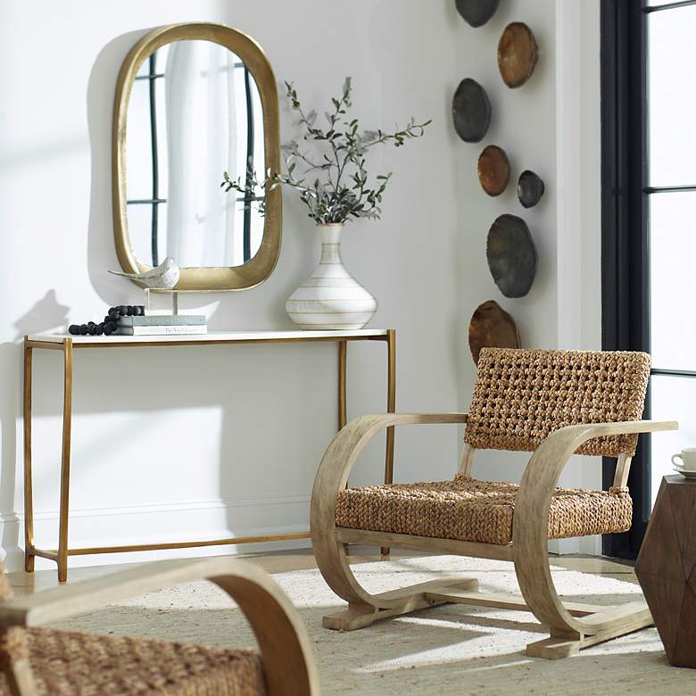 Image 5 Bradano Antique Brass 23 3/4" x 35 1/2" Arch Wall Mirror more views