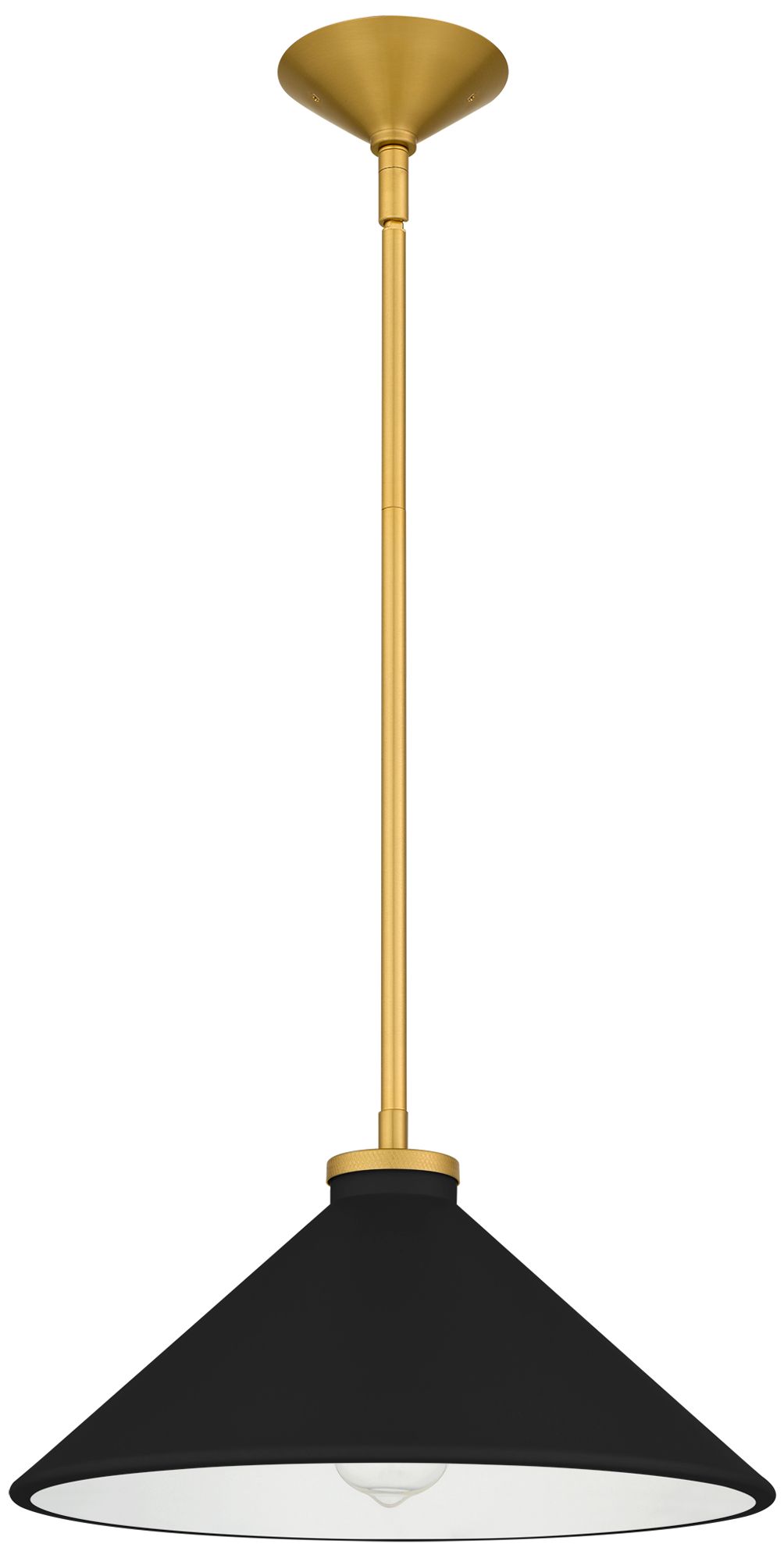 Image 3 Bradbury 1-Light Brushed Gold Pendant Light with Black Shade more views