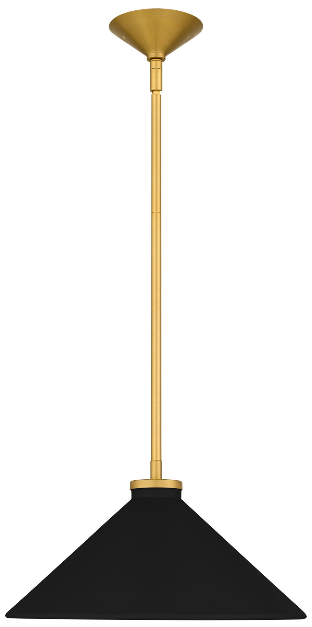 Image 4 Bradbury 1-Light Brushed Gold Pendant Light with Black Shade more views