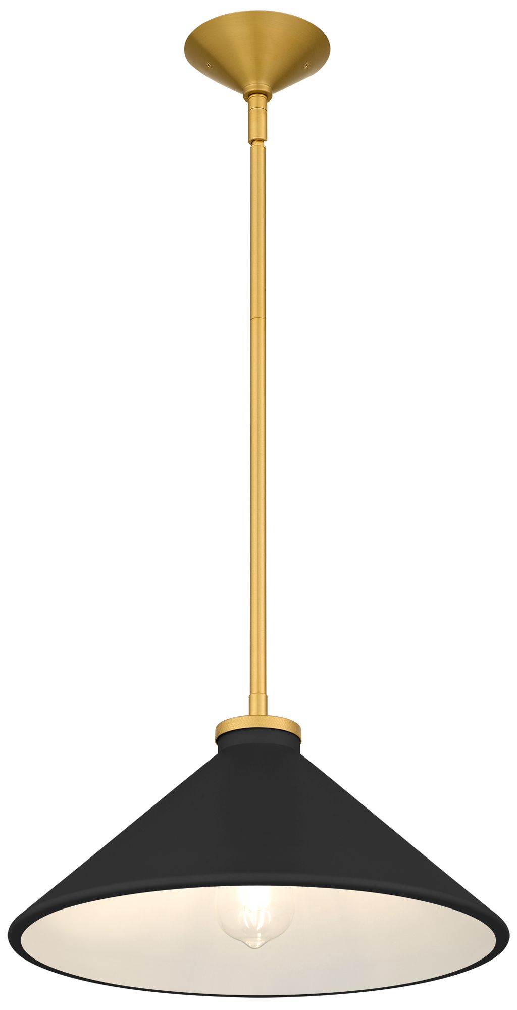 Image 5 Bradbury 1-Light Brushed Gold Pendant Light with Black Shade more views