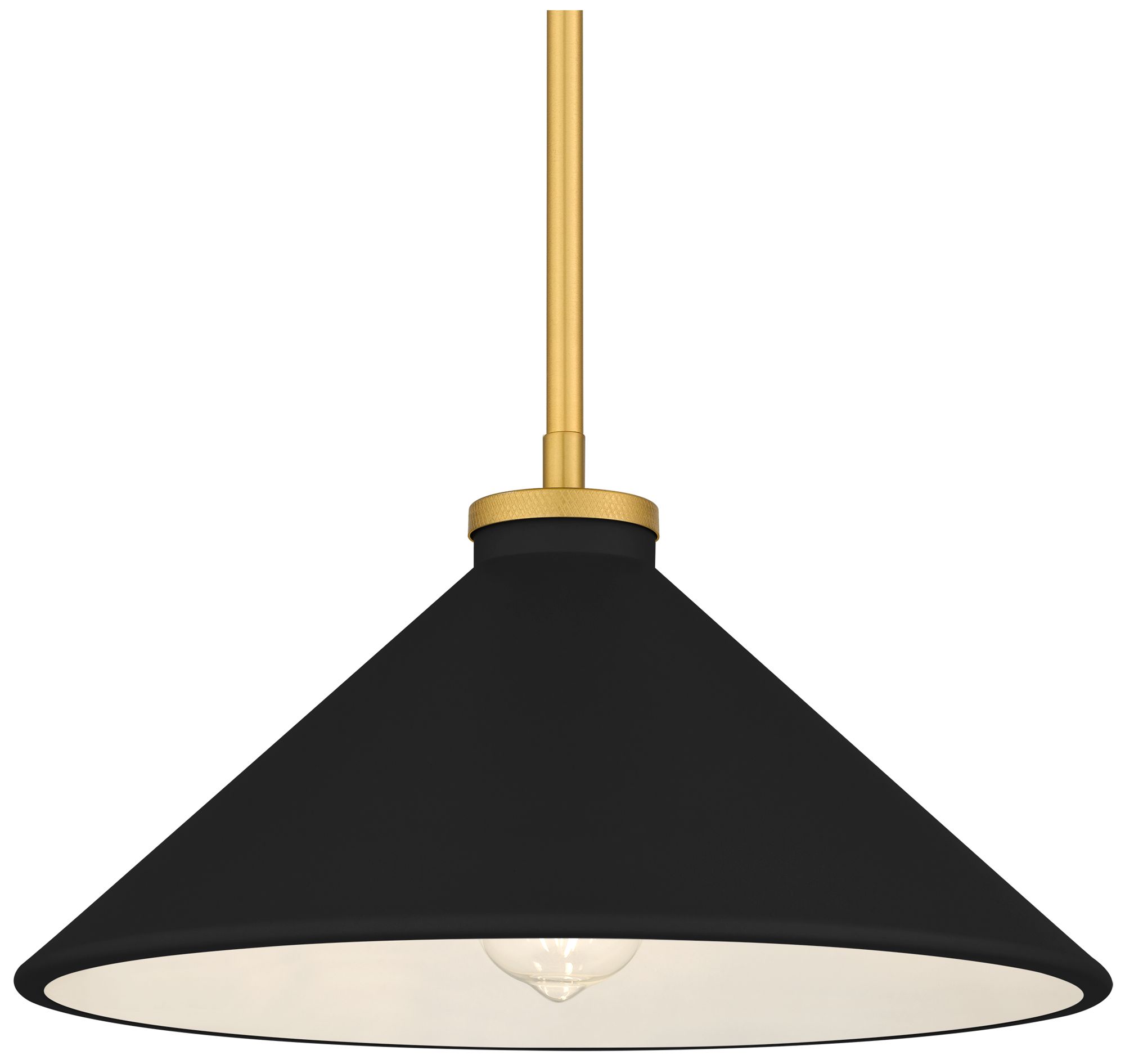Image 6 Bradbury 1-Light Brushed Gold Pendant Light with Black Shade more views