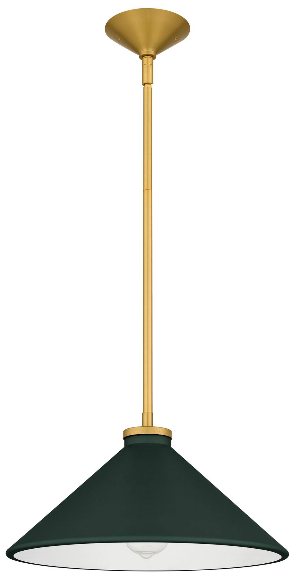 Image 3 Bradbury 1-Light Brushed Gold Pendant Light with Dark Green Shade more views