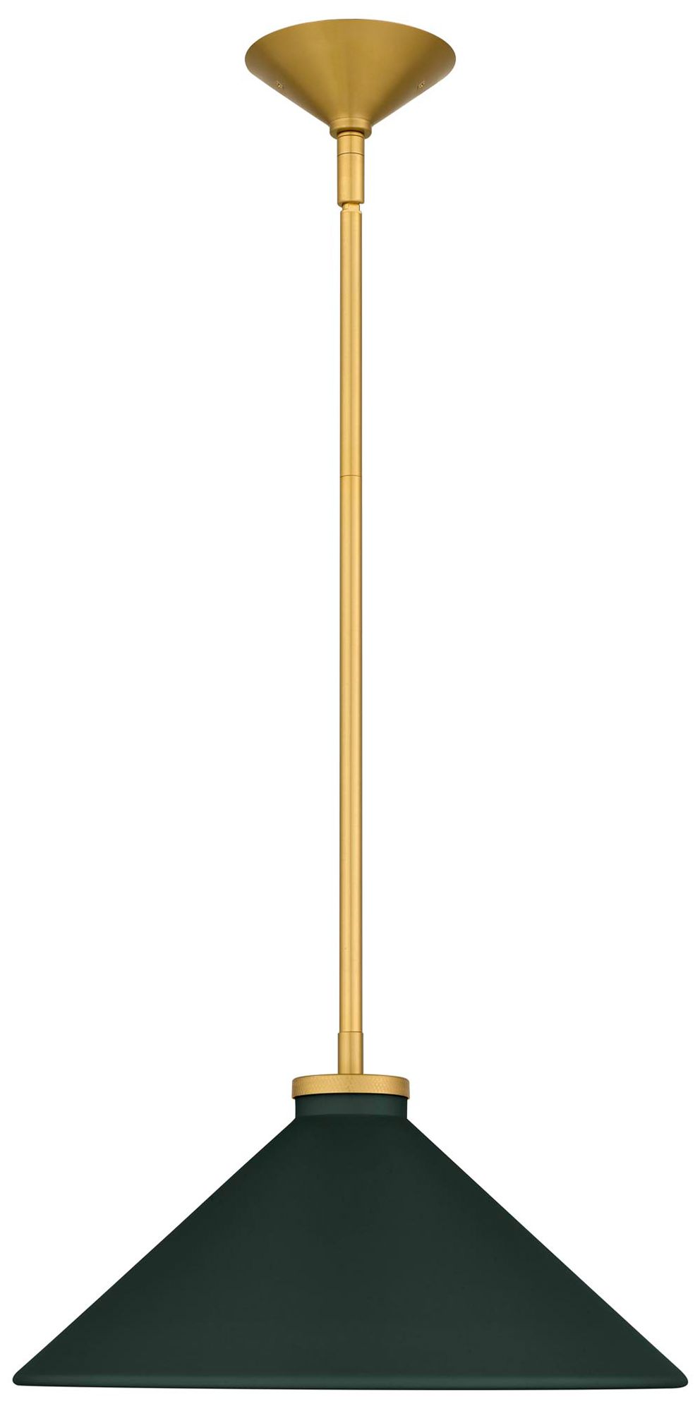 Image 4 Bradbury 1-Light Brushed Gold Pendant Light with Dark Green Shade more views