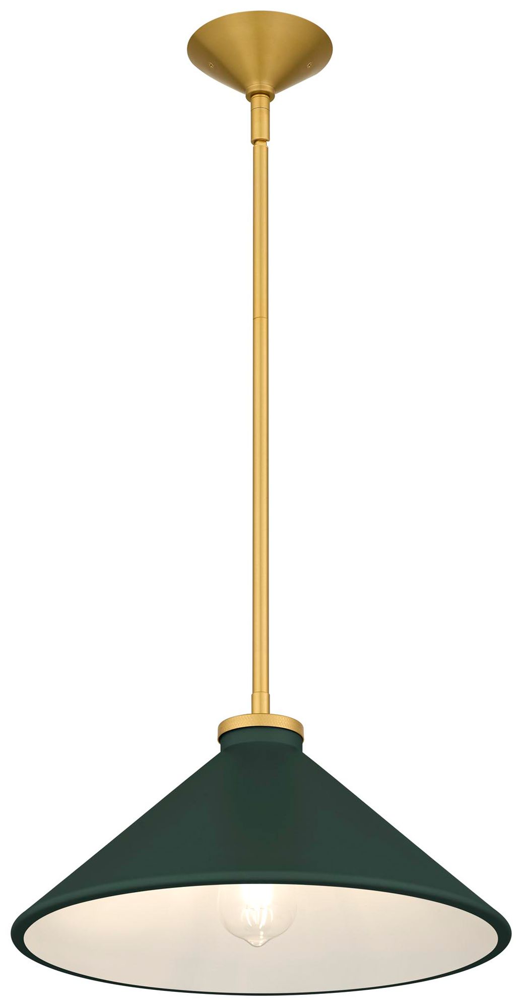 Image 5 Bradbury 1-Light Brushed Gold Pendant Light with Dark Green Shade more views