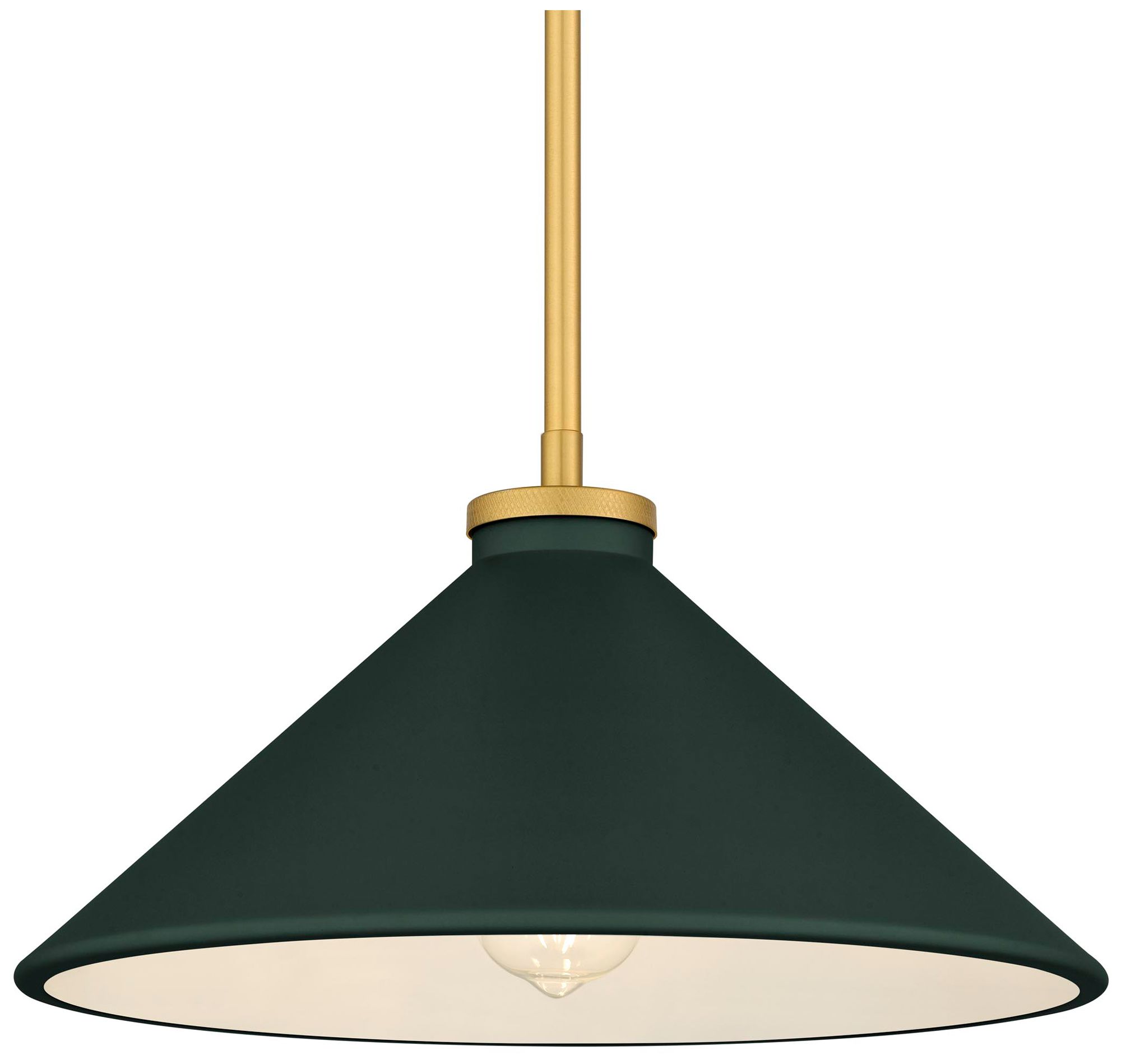 Image 6 Bradbury 1-Light Brushed Gold Pendant Light with Dark Green Shade more views