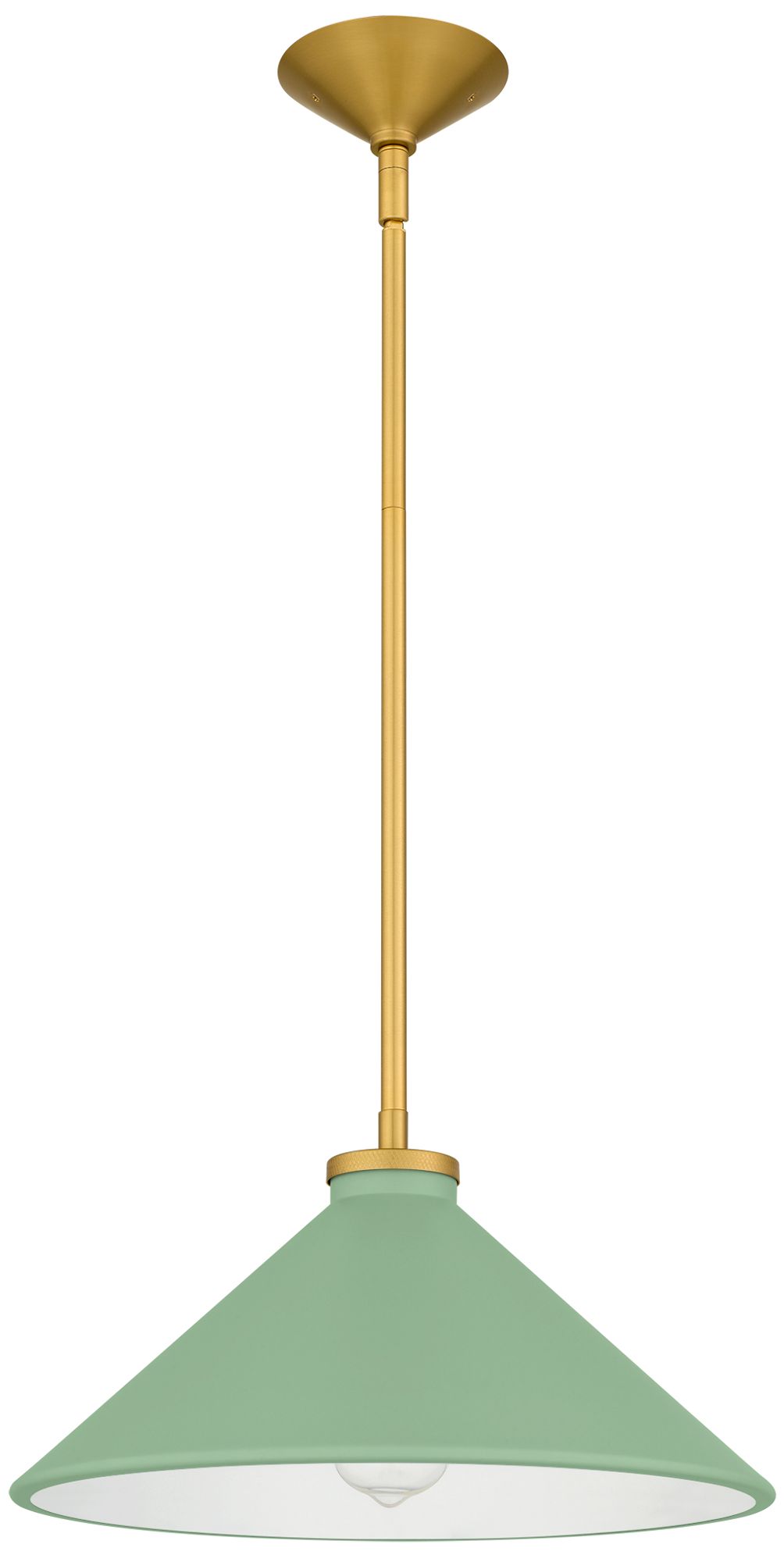 Thumbnail3 of Bradbury 1-Light Brushed Gold Pendant Light with Light Green Shade more views