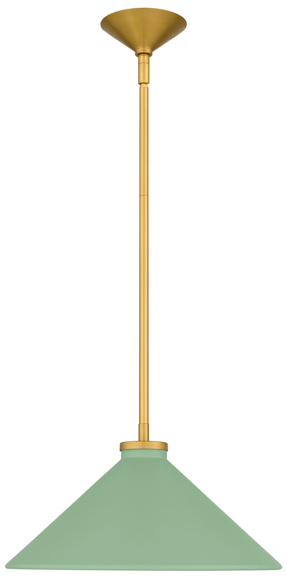 Thumbnail4 of Bradbury 1-Light Brushed Gold Pendant Light with Light Green Shade more views