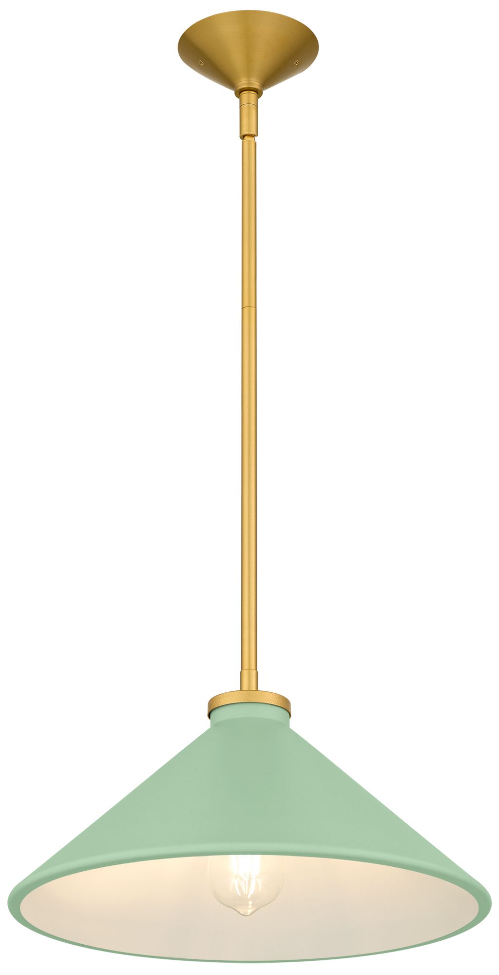 Bradbury 1-Light Brushed Gold Pendant Light with Light Green Shade