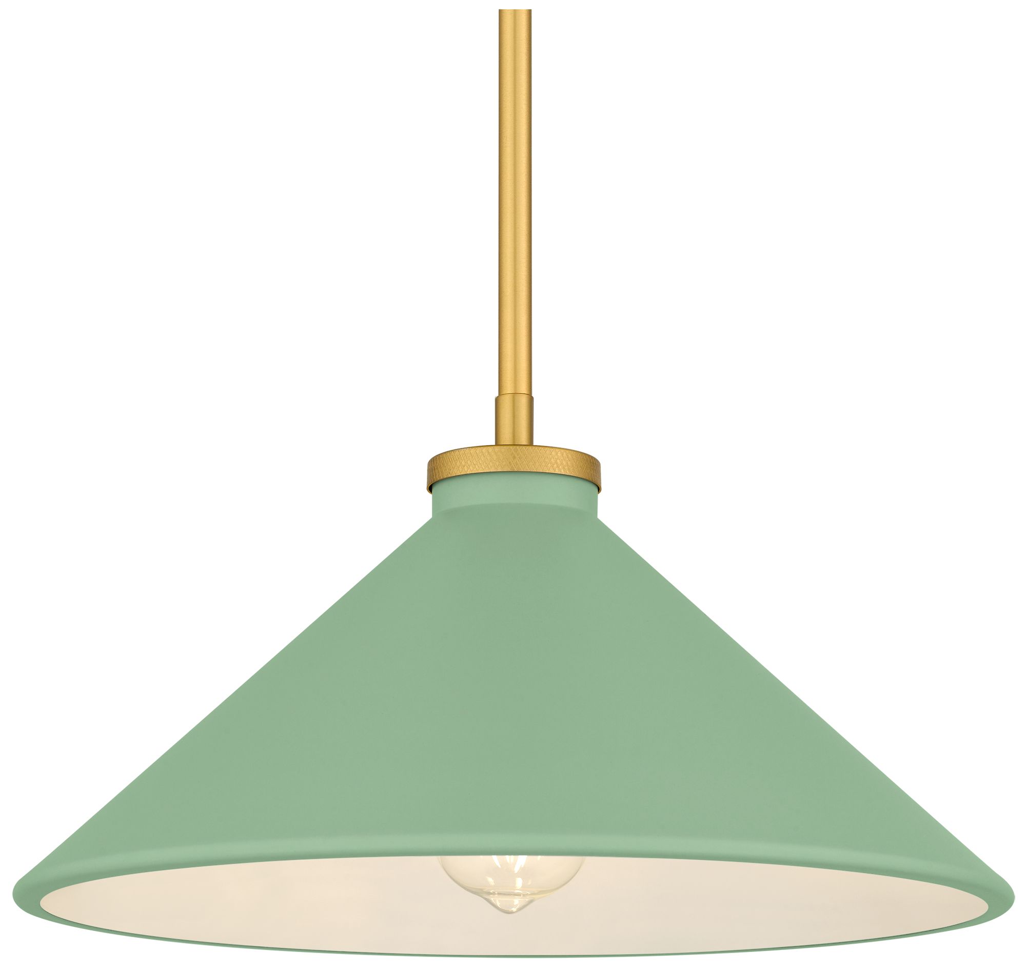Bradbury 1-Light Brushed Gold Pendant Light with Light Green Shade