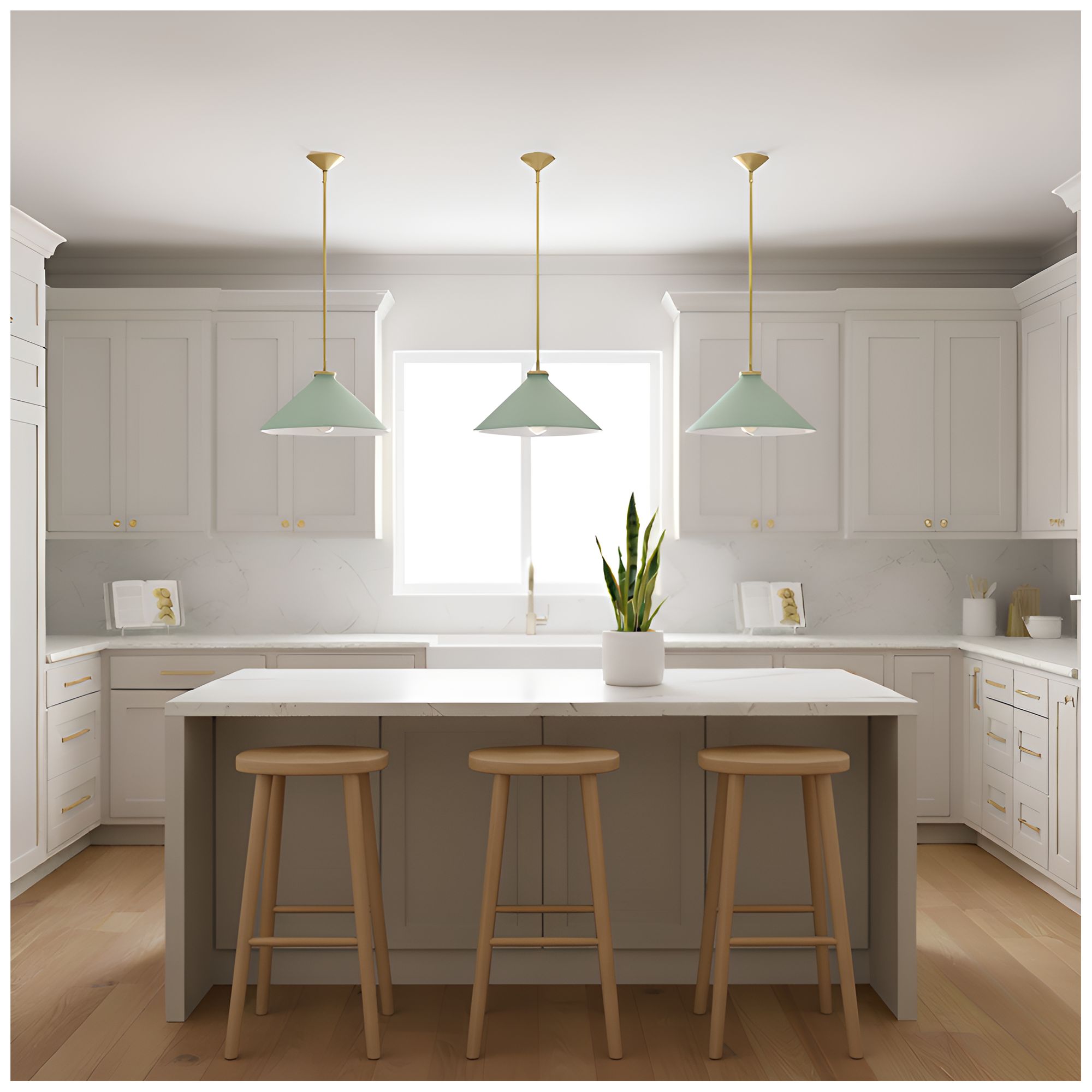 Bradbury 1-Light Brushed Gold Pendant Light with Light Green Shade