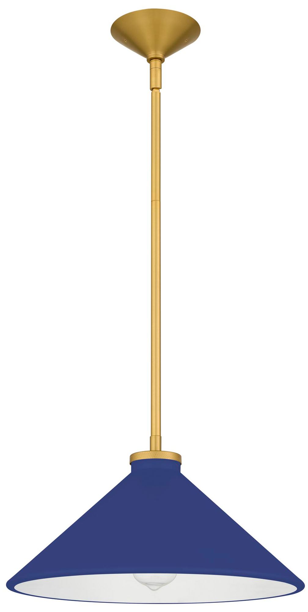 Image 3 Bradbury 1-Light Brushed Gold Pendant Light with Navy Blue Shade more views