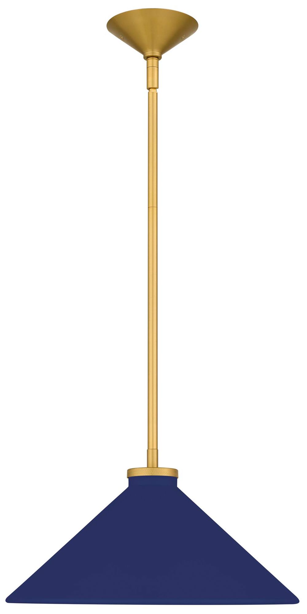 Image 4 Bradbury 1-Light Brushed Gold Pendant Light with Navy Blue Shade more views