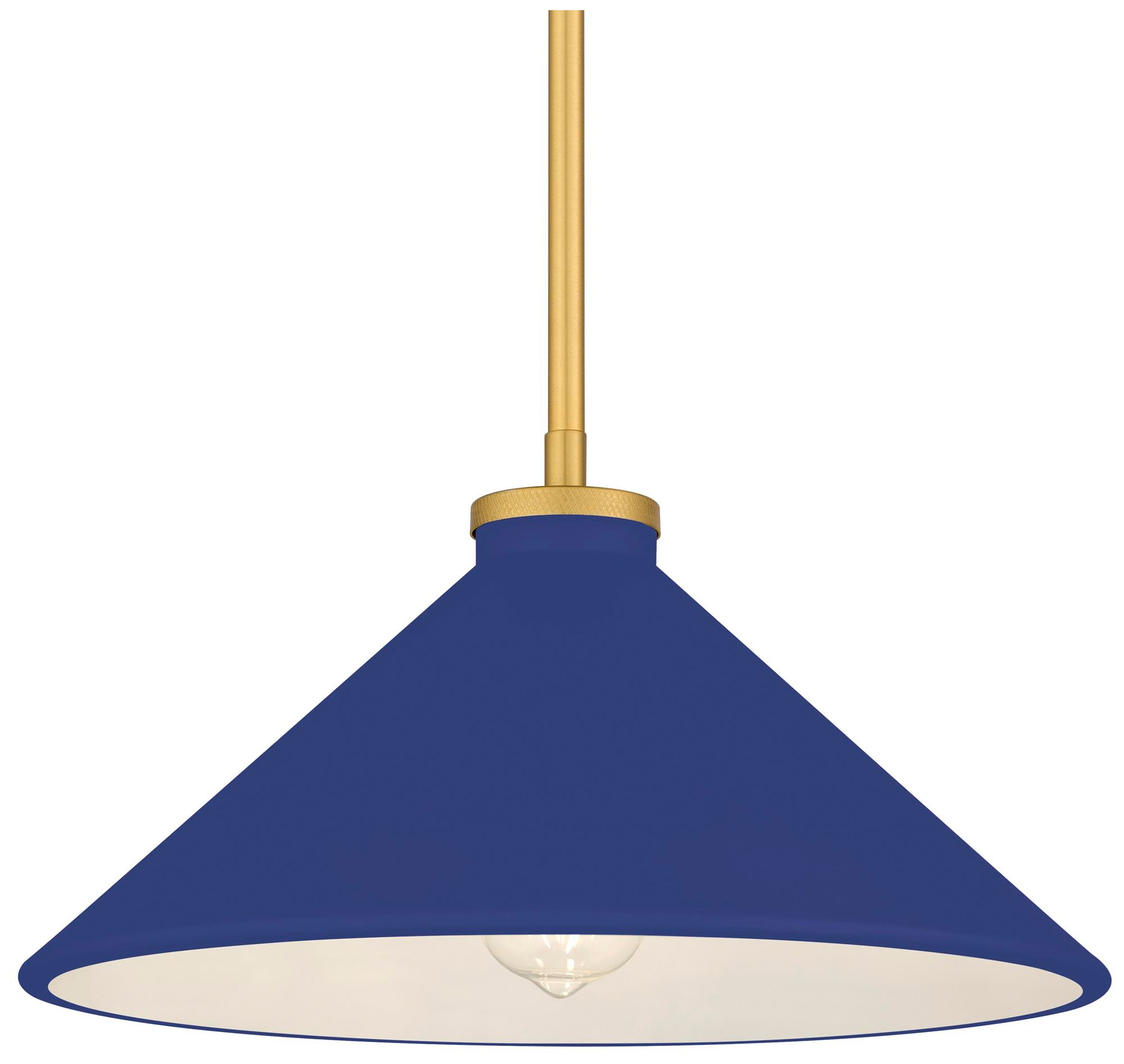 Image 6 Bradbury 1-Light Brushed Gold Pendant Light with Navy Blue Shade more views