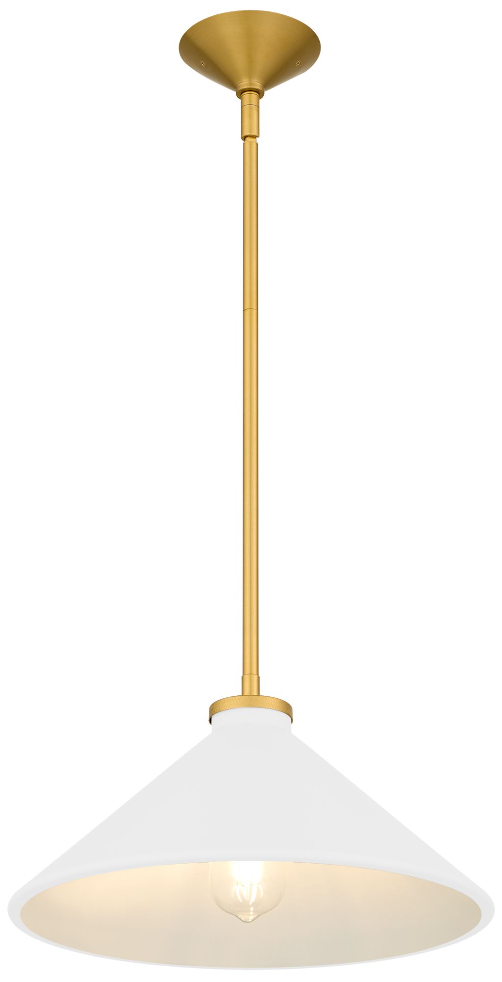 Image 5 Bradbury 1-Light Brushed Gold Pendant Light with White Shade more views