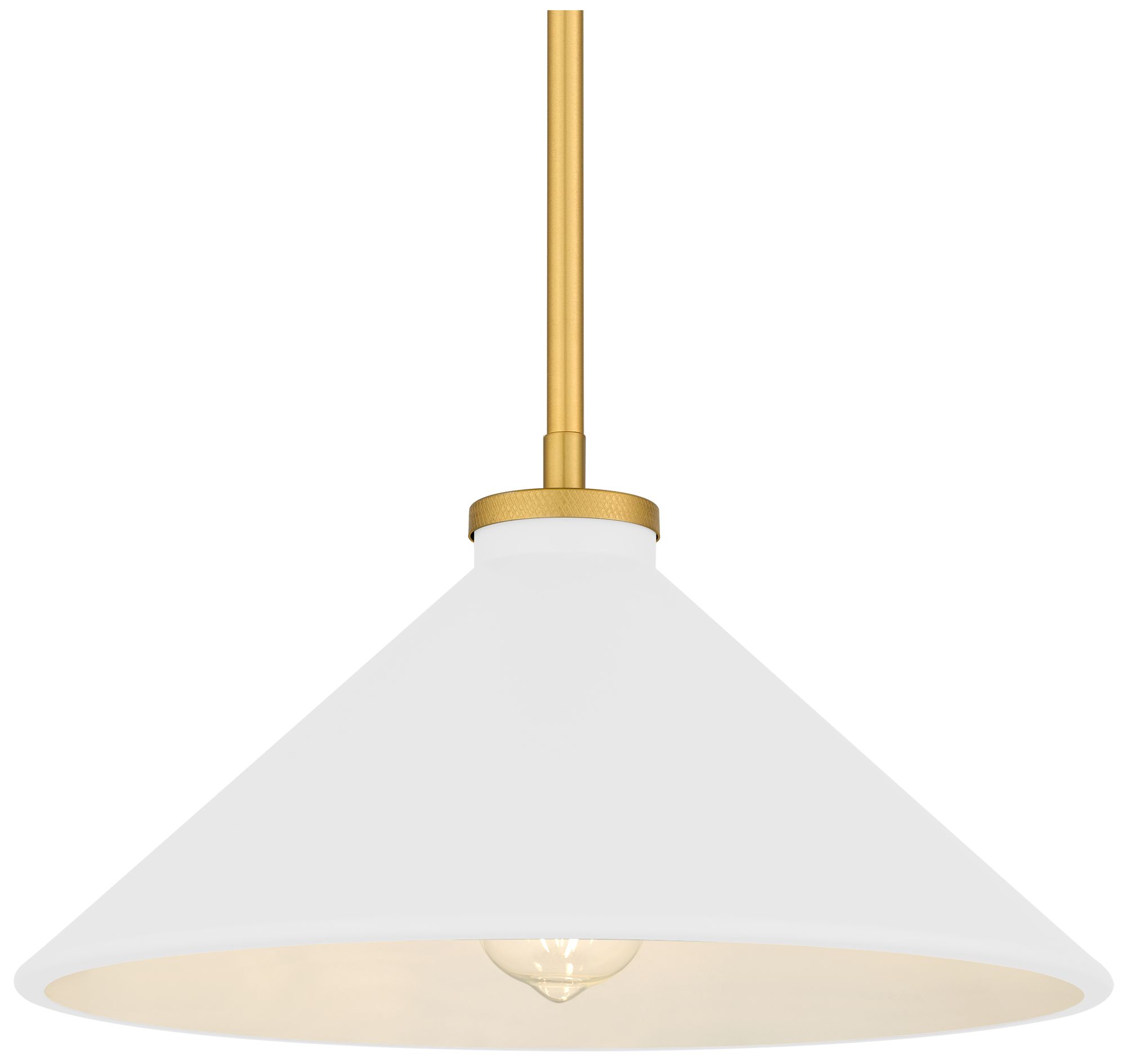 Image 6 Bradbury 1-Light Brushed Gold Pendant Light with White Shade more views