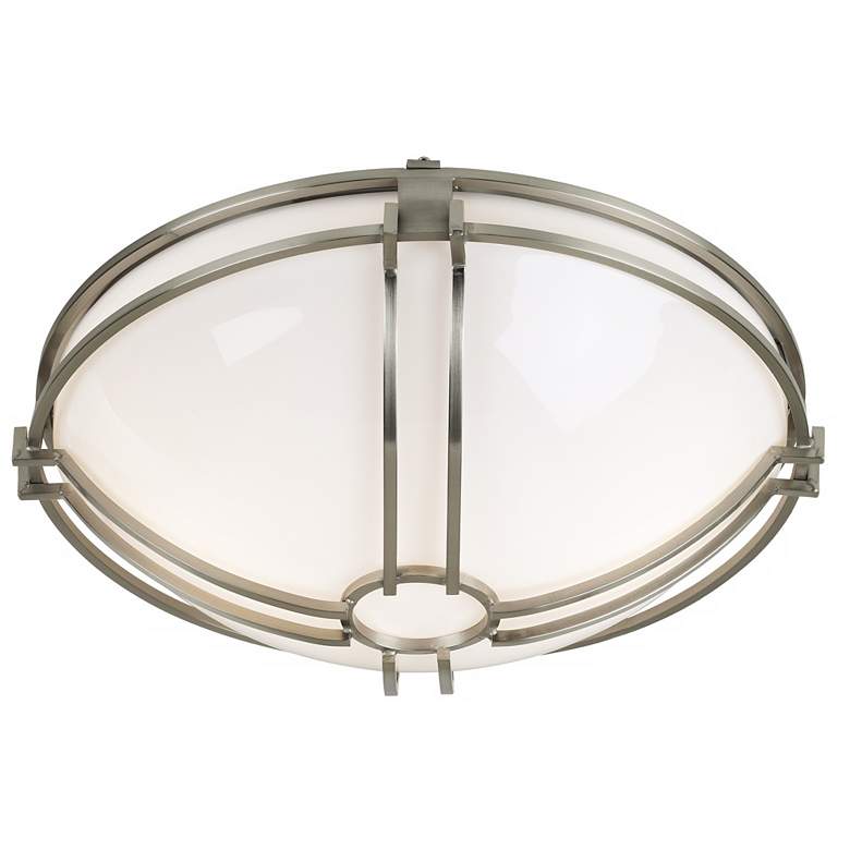 Image 1 Bradbury 15" Wide Brushed Nickel and White Bowl Ceiling Light