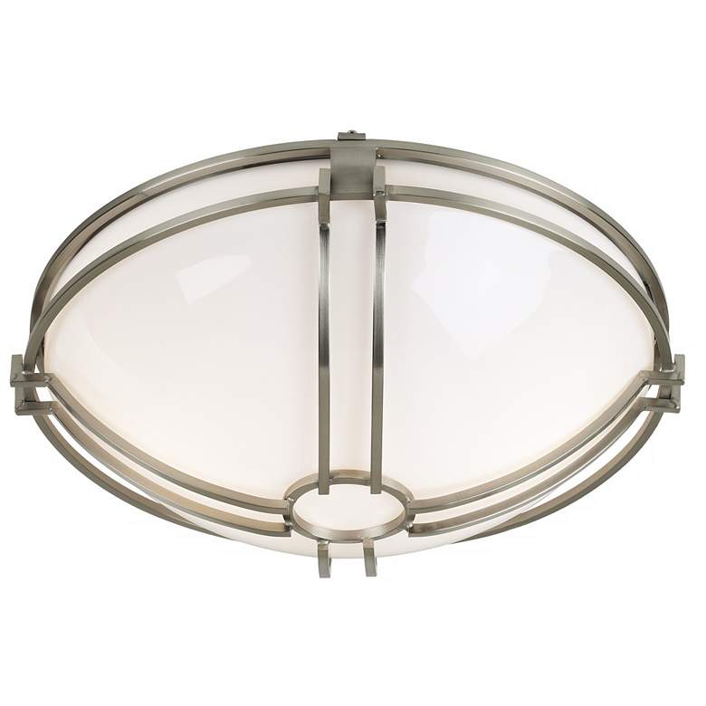 Image 1 Bradbury 15 inch Wide Brushed Nickel and White Bowl Ceiling Light