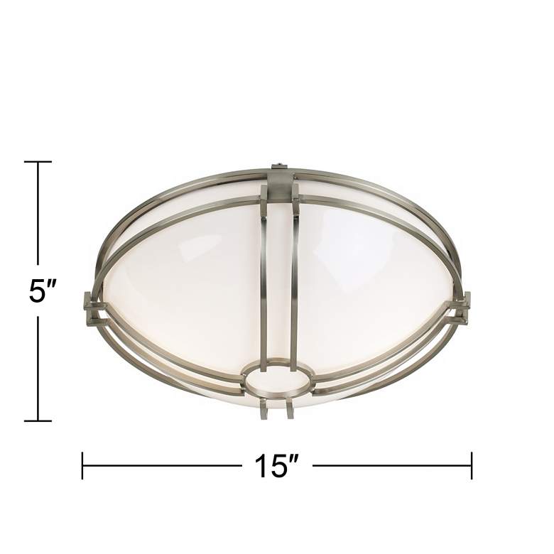 Image 2 Bradbury 15 inch Wide Brushed Nickel and White Bowl Ceiling Light more views