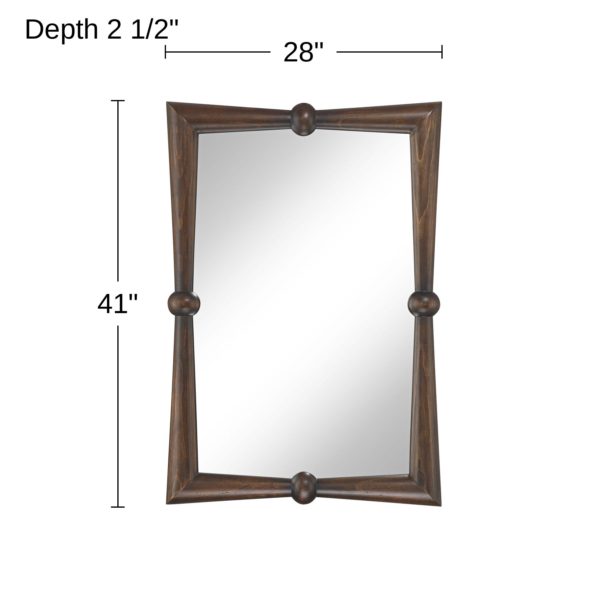 Bradbury 28"x41" Dark Wood Pine Mid-Century Rectangle Wall Mirror in scene