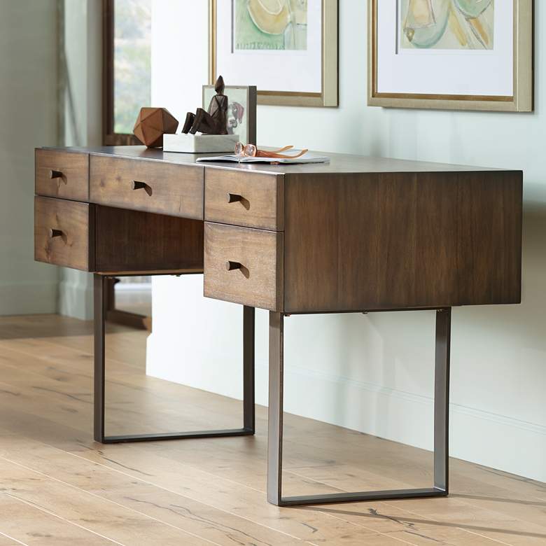 Image 1 Bradbury 60 inch Wide Smoked Brown 5-Drawer Wood Desk