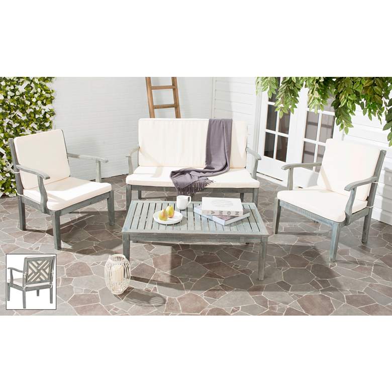 Image 1 Bradbury Ash Gray Wood 4-Piece Outdoor Conversation Set