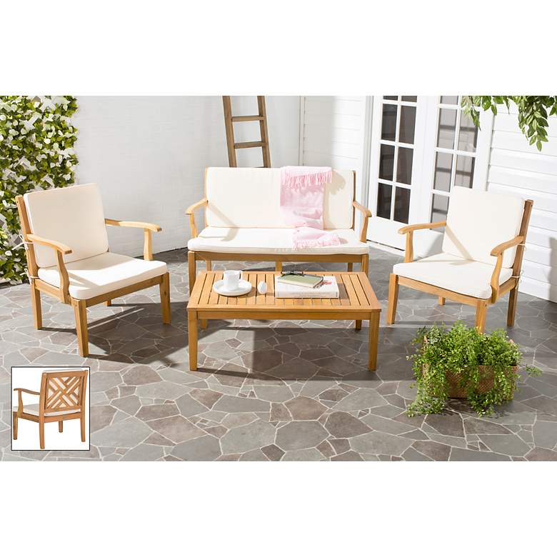 Image 5 Bradbury Brown and Ivory 4-Piece Outdoor Conversation Set more views