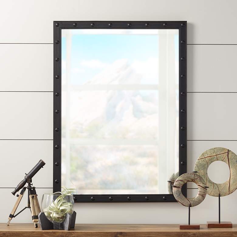 Image 5 Braddock 28" x 38" Rustic Industrial Black Frame Wall Mirror more views