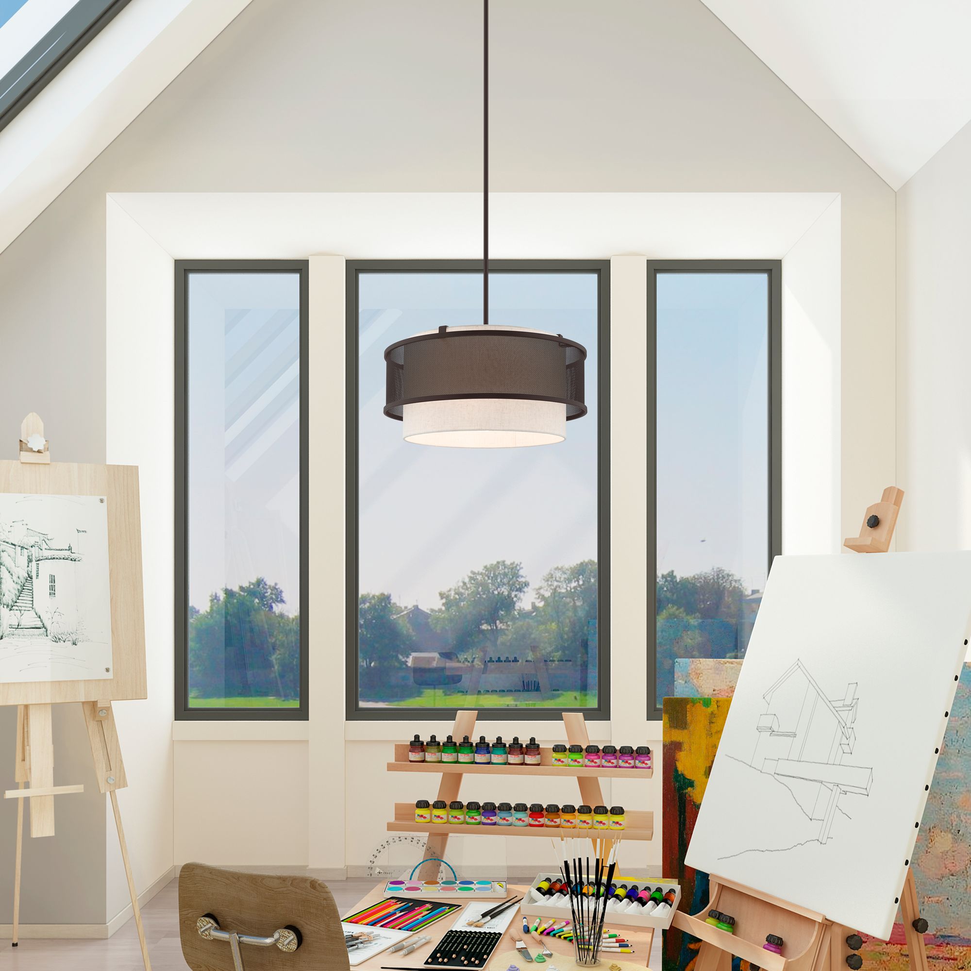 Braddock 4 Light Bronze Pendant Chandelier