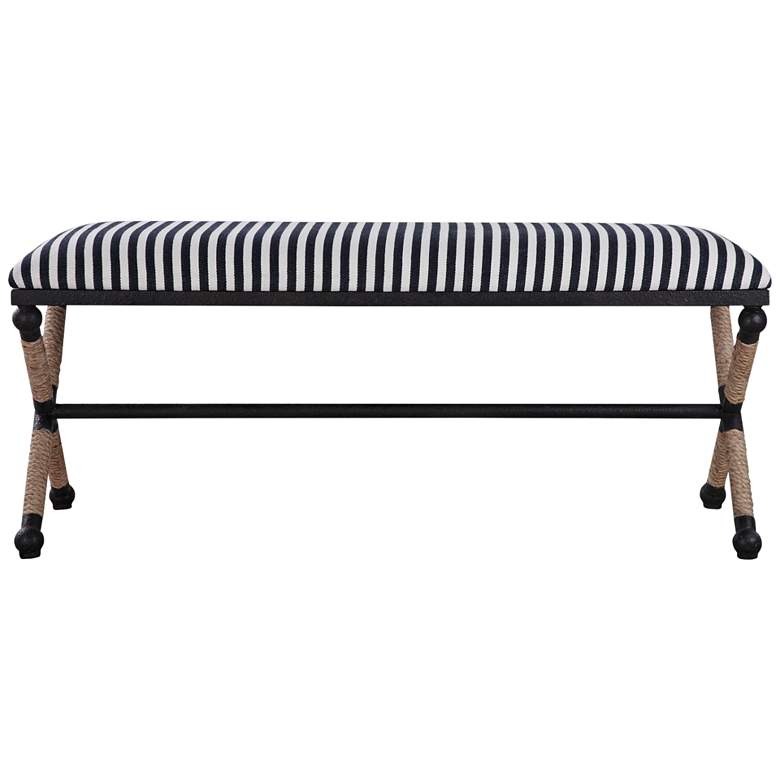 Image 2 Braddock 47 1/2 inch Wide Blue and White Sailor-Striped Bench