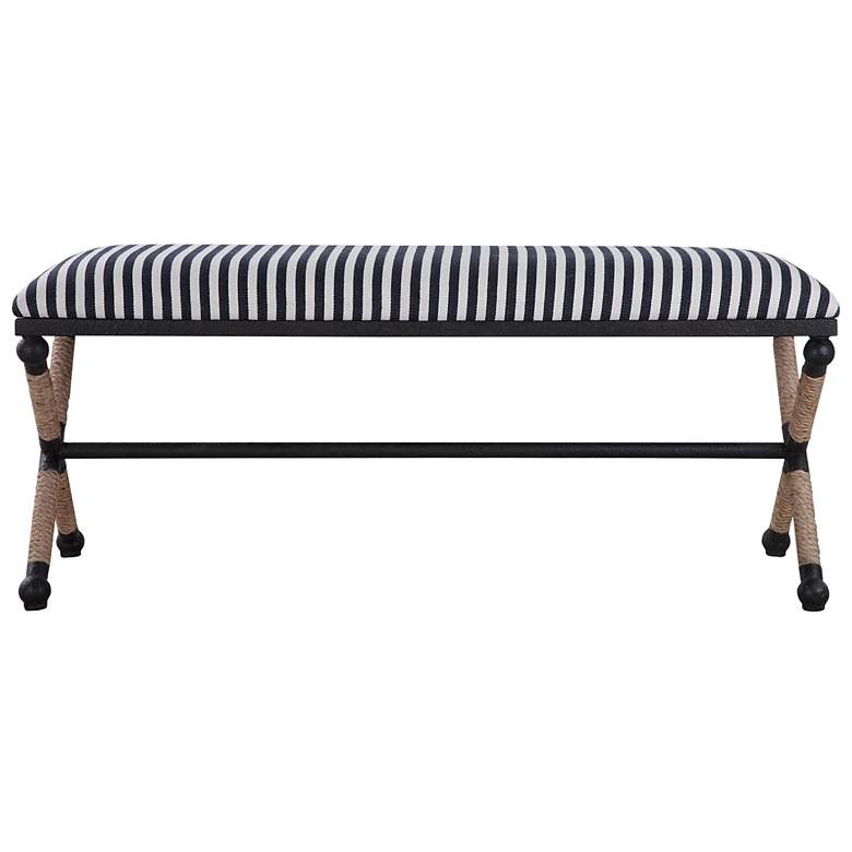Image 2 Braddock 47 1/2" Wide Blue and White Sailor-Striped Bench