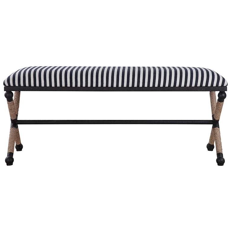 Image 2 Braddock 47 1/2 inch Wide Blue and White Sailor-Striped Bench