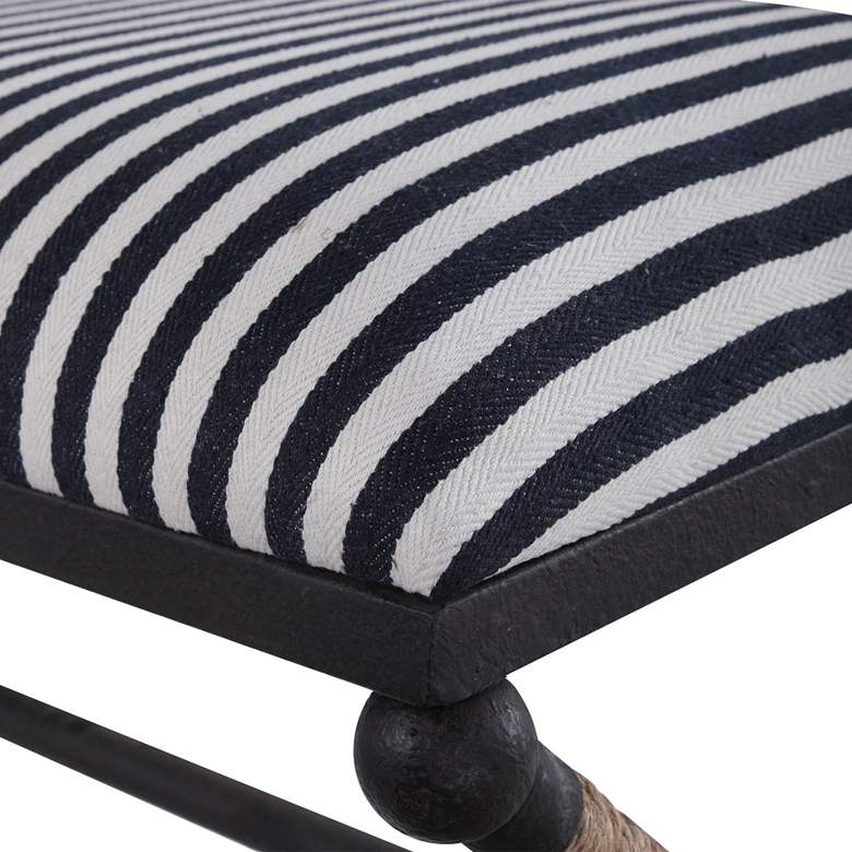 Image 4 Braddock 47 1/2" Wide Blue and White Sailor-Striped Bench more views
