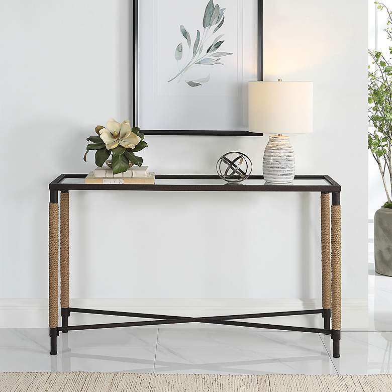 Image 1 Braddock 52" Wide Rustic Iron Rectangular Console Table