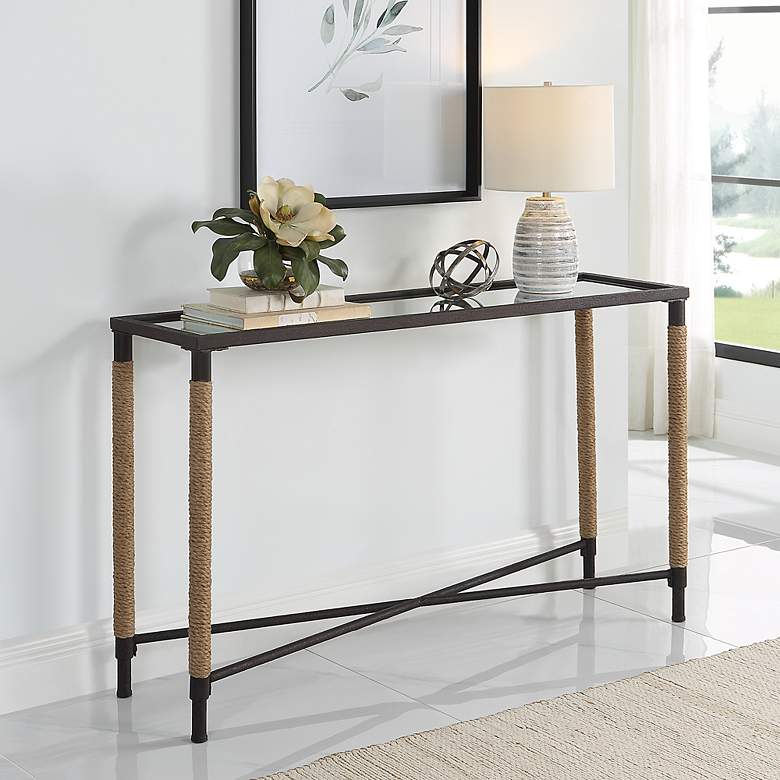 Image 3 Braddock 52" Wide Rustic Iron Rectangular Console Table more views