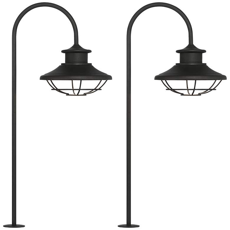 Image 1 Braden 23 1/2" High Textured Black LED Path Lights Set of 2
