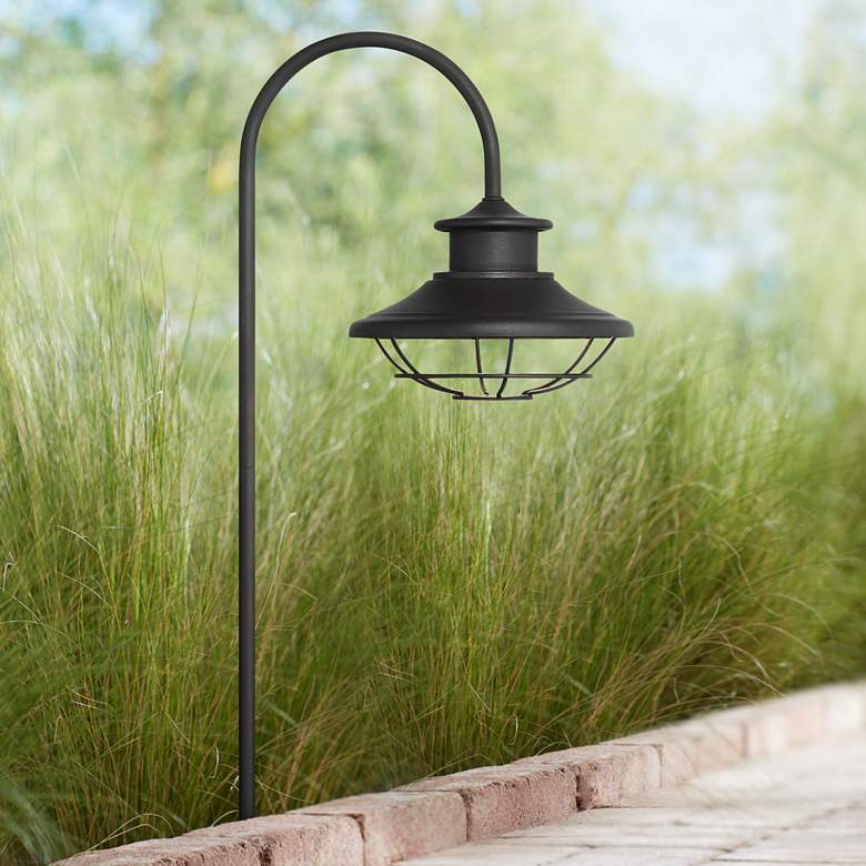 Braden 23 1/2&quot; High Textured Black Outdoor LED Rustic Cage Path Light