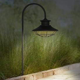 Image5 of Braden 23 1/2" High Textured Black Outdoor LED Rustic Cage Path Light more views