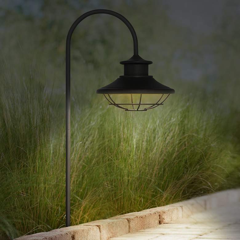 Braden 23 1/2&quot; High Textured Black Outdoor LED Rustic Cage Path Light more views