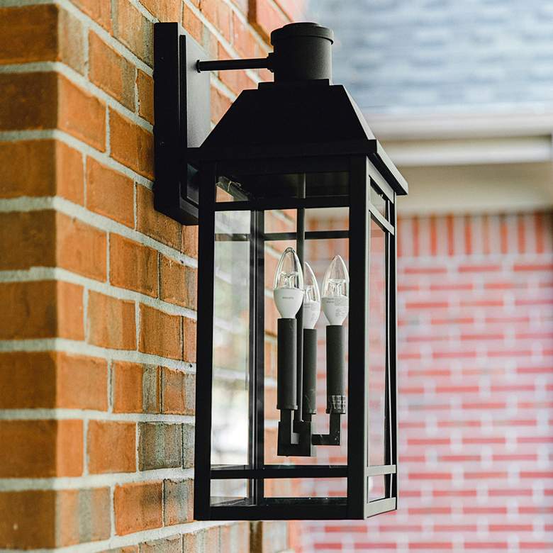 Image 1 Braden 23 inch High Black 3-Light Lantern Outdoor Wall Light