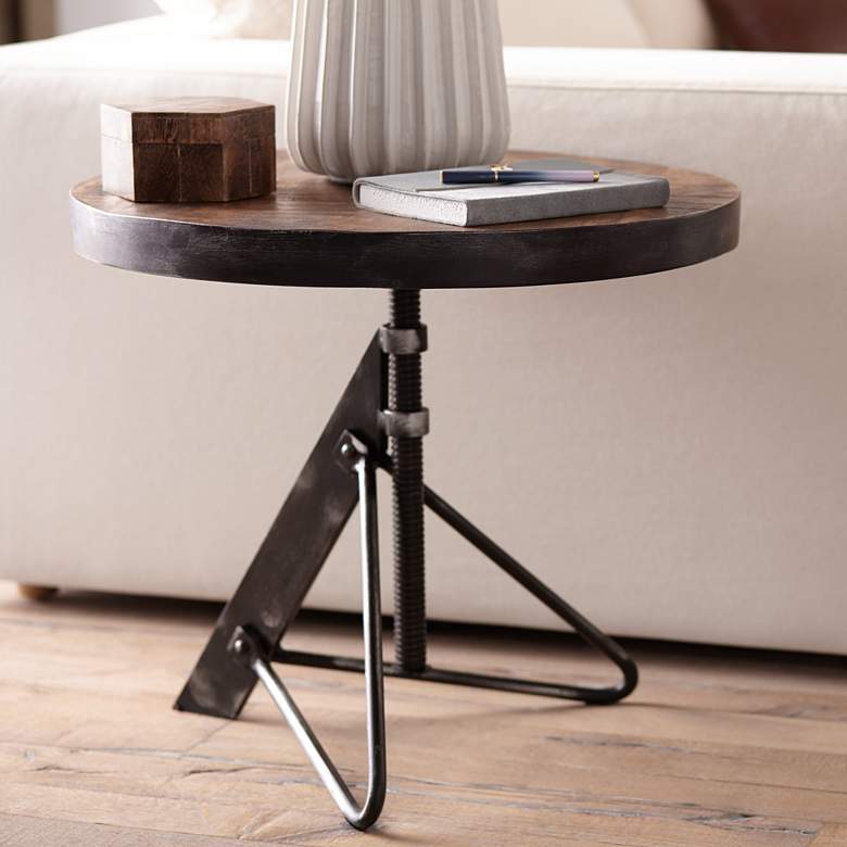 Image 1 Braden 24" Wide Natural Wood Adjustable Accent Table